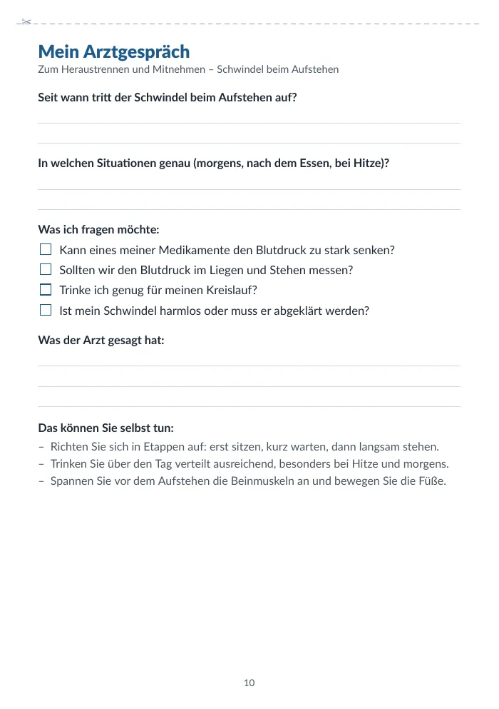 Arztgespräch-Blatt